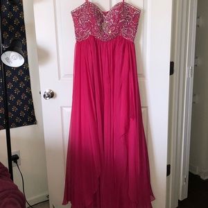 Long pink bedazzled prom dress size 13/14